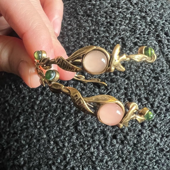 Elegant Gold and Green Women's hoop earrings - Picture 12 of 14